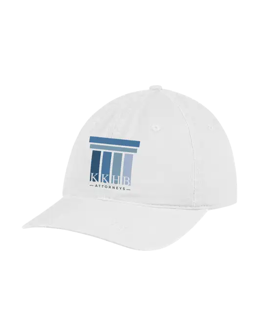 Garment Washed Unstructured Twill White Cap w/KKHB Attorneys Logo