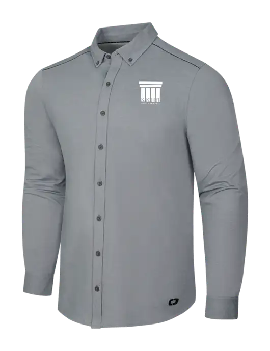 OGIO Medium Grey Heather Modern Code Stretch Button-Up Shirt w/KKHB Attorneys Logo
