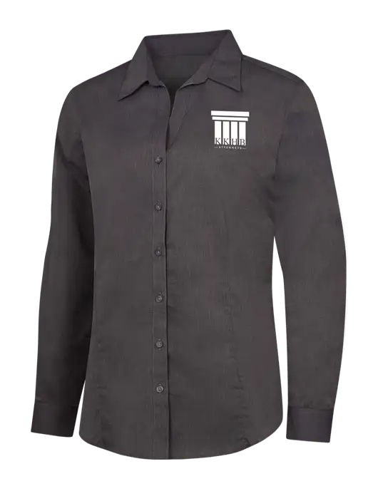 Womens Soft Black Crosshatch Easy Care Shirt w/KKHB Attorneys Logo