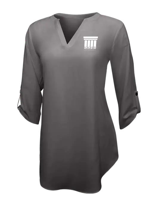 Dark Grey Womens 3/4 Sleeve Tunic Blouse w/KKHB Attorneys Logo