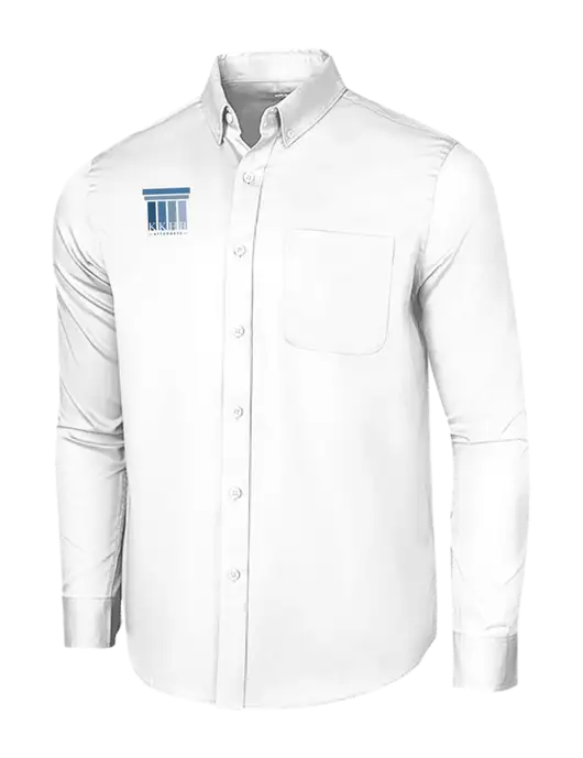 Long Sleeve White Superpro React Twill Shirt w/KKHB Attorneys Logo