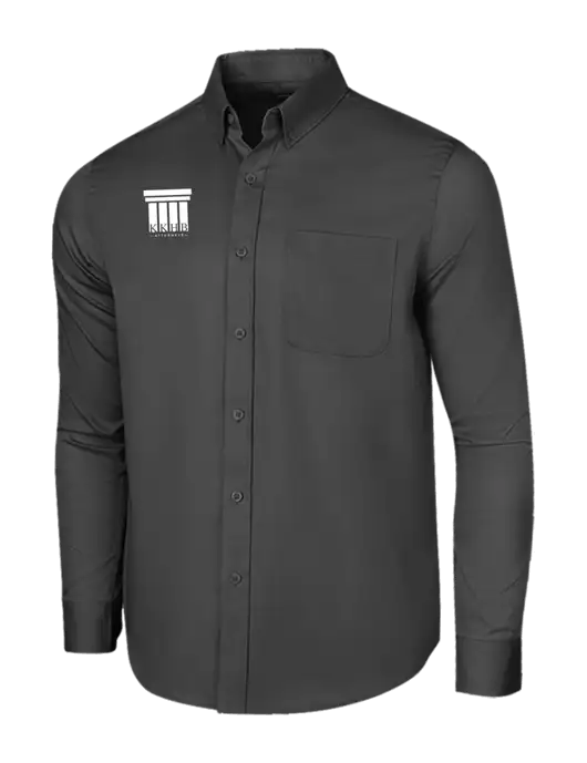 Long Sleeve Dark Grey Superpro React Twill Shirt w/KKHB Attorneys Logo
