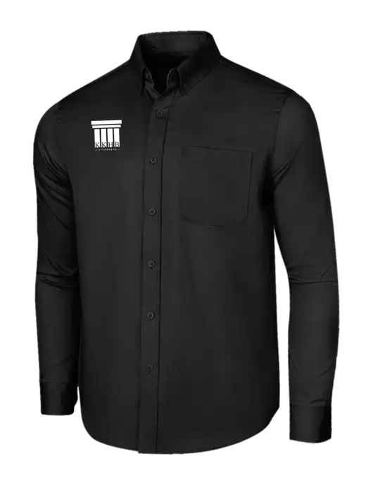 Long Sleeve Deep Black Superpro React Twill Shirt w/KKHB Attorneys Logo