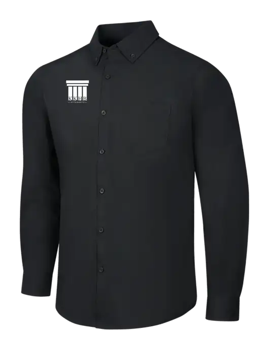 Black Long Sleeve Carefree Poplin Shirt w/KKHB Attorneys Logo