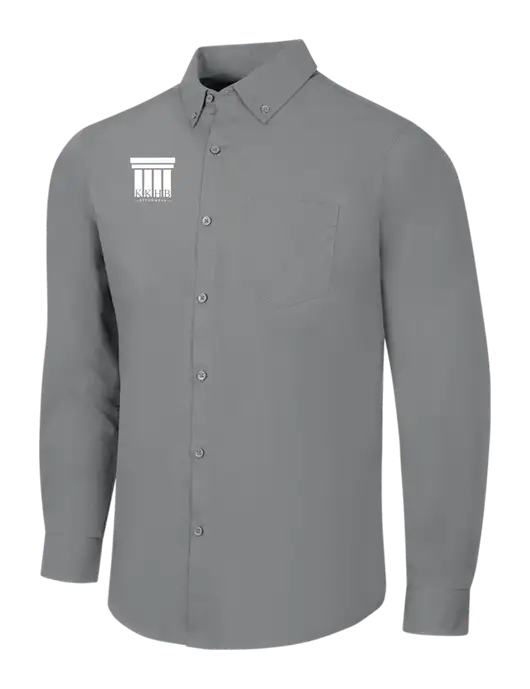 Medium Grey Long Sleeve Carefree Poplin Shirt w/KKHB Attorneys Logo