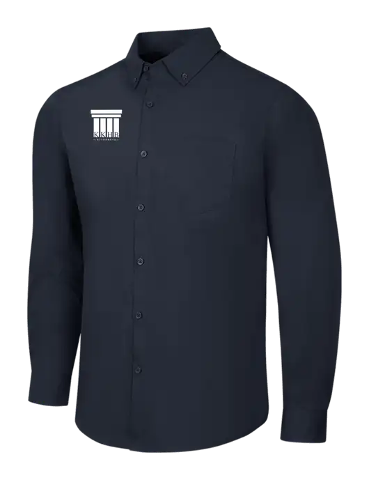 Navy Long Sleeve Carefree Poplin Shirt w/KKHB Attorneys Logo