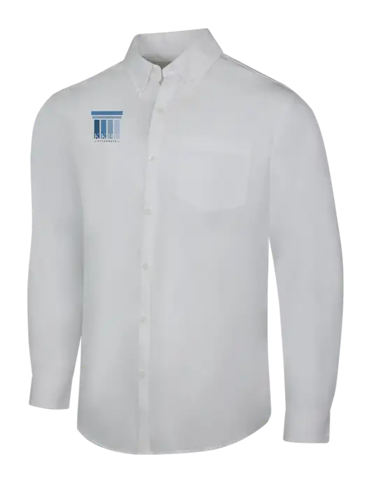 White Long Sleeve Carefree Poplin Shirt w/KKHB Attorneys Logo