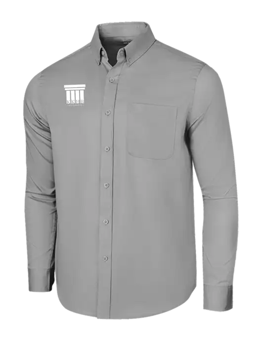 Long Sleeve Light Grey Superpro React Twill Shirt w/KKHB Attorneys Logo