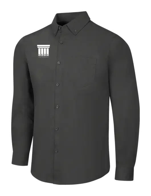 Dark Grey Long Sleeve Carefree Poplin Shirt w/KKHB Attorneys Logo