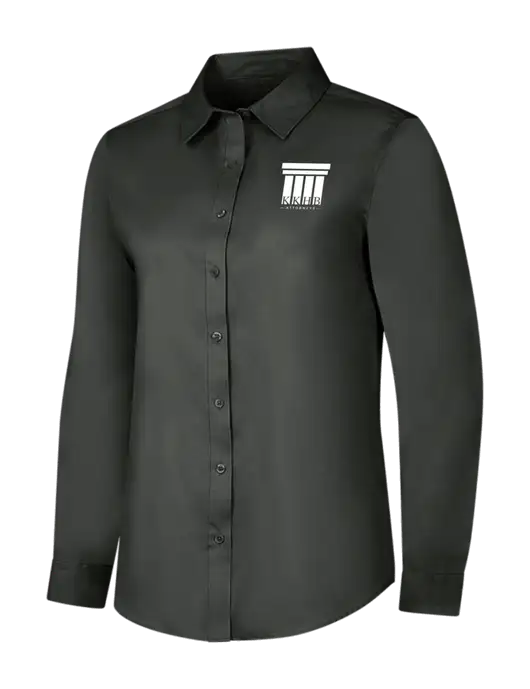 Dark Grey Womens Long Sleeve Superpro React Twill Shirt w/KKHB Attorneys Logo