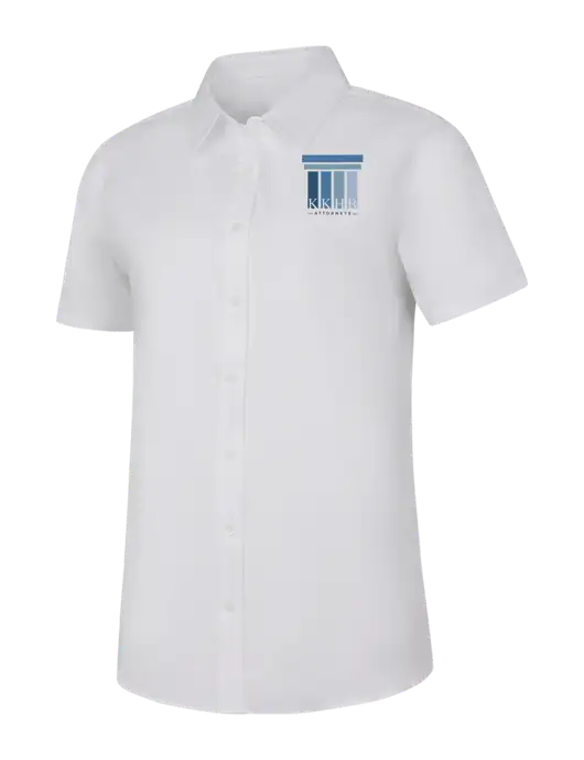 Womens White Short Sleeve Superpro React Twill Shirt w/KKHB Attorneys Logo