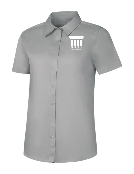 Womens Light Grey Short Sleeve Superpro React Twill Shirt w/KKHB Attorneys Logo