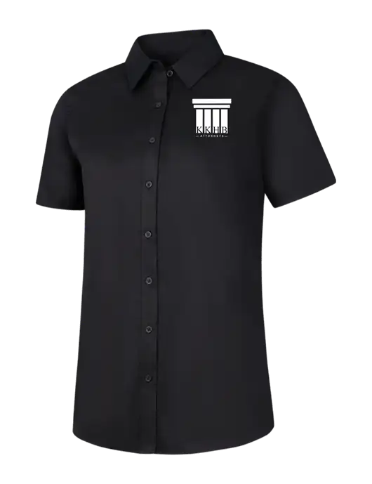 Womens Black Short Sleeve Superpro React Twill Shirt w/KKHB Attorneys Logo