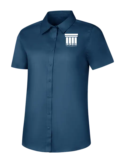 Womens Light Navy Short Sleeve Superpro React Twill Shirt w/KKHB Attorneys Logo