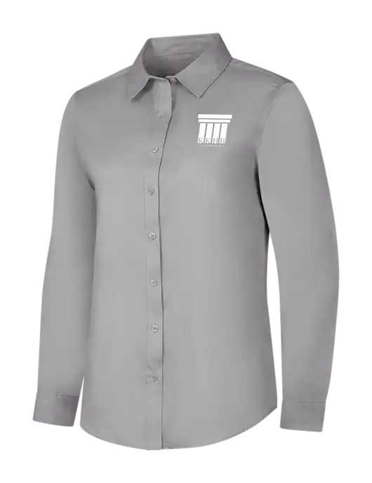 Light Grey Womens Long Sleeve Superpro React Twill Shirt w/KKHB Attorneys Logo