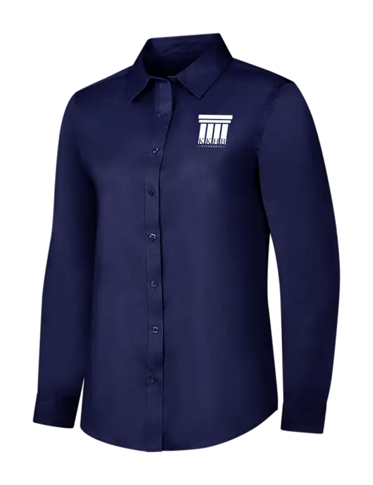 Navy Womens Long Sleeve Superpro React Twill Shirt w/KKHB Attorneys Logo