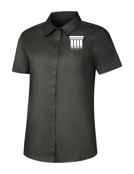 Womens Dark Grey Short Sleeve Superpro React Twill Shirt w/KKHB Attorneys Logo