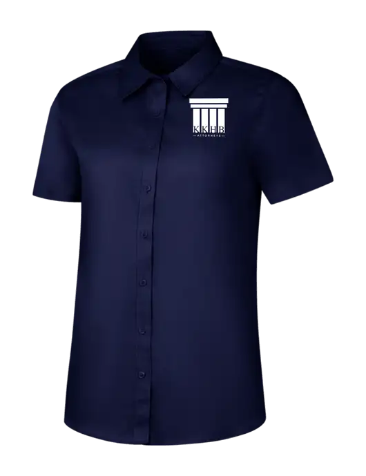 Womens Navy Short Sleeve Superpro React Twill Shirt w/KKHB Attorneys Logo