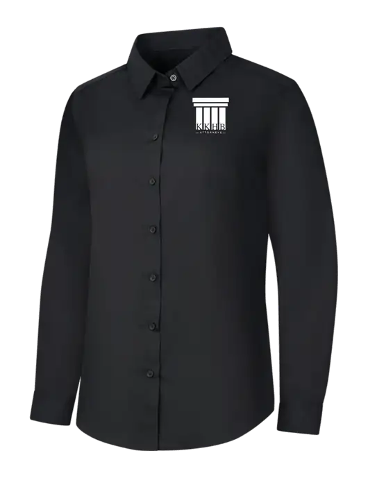 Womens Black Long Sleeve Carefree Poplin Shirt w/KKHB Attorneys Logo
