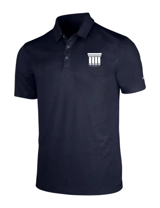 NIKE Dark Navy Dri-Fit Embossed Tri-Blade Polo w/KKHB Attorneys Logo