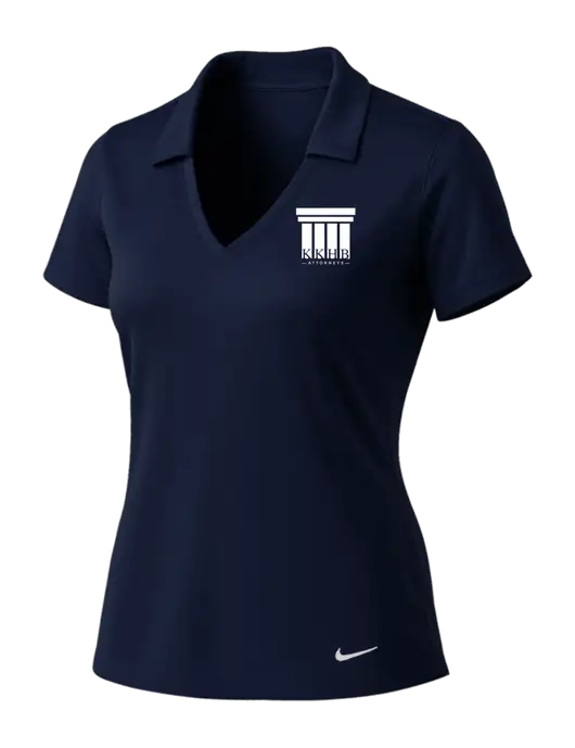 NIKE Dark Navy Womens Dri-Fit Vertical Mesh Polo w/KKHB Attorneys Logo