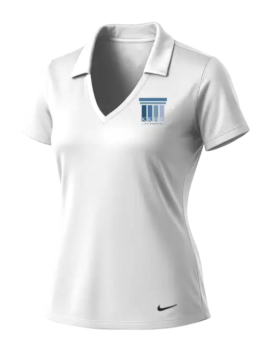NIKE White Womens Dri-Fit Vertical Mesh Polo w/KKHB Attorneys Logo