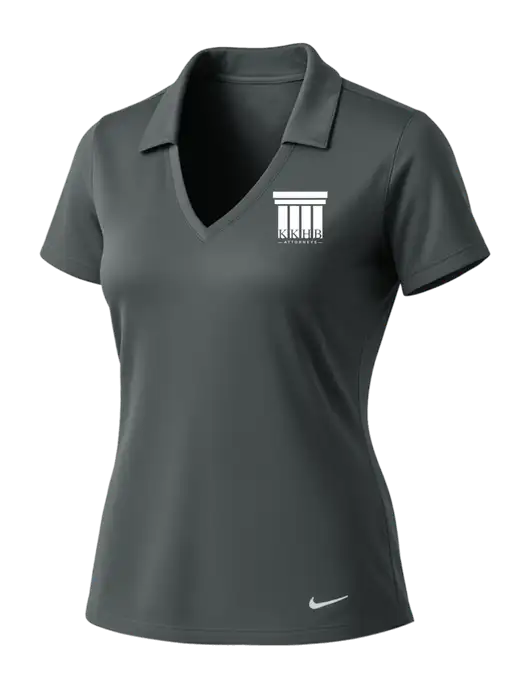 NIKE Dark Grey Womens Dri-Fit Vertical Mesh Polo w/KKHB Attorneys Logo