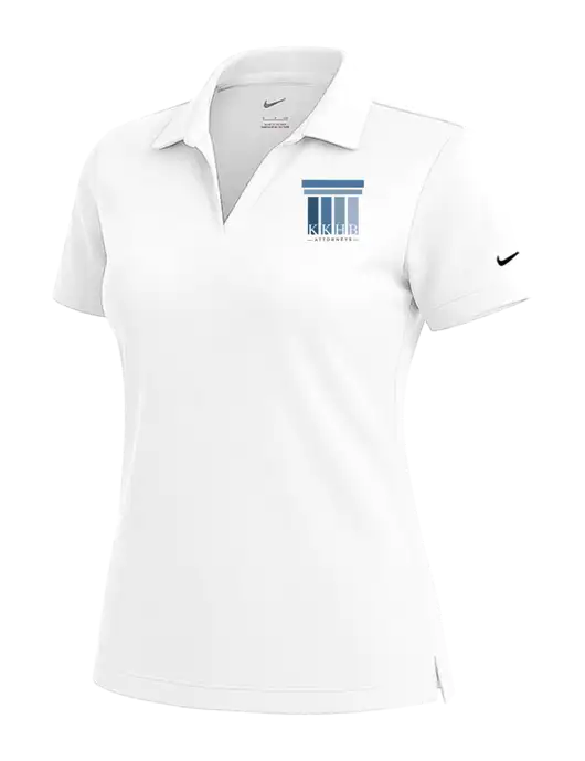 NIKE White Womens Dri-Fit Micro Pique Polo w/KKHB Attorneys Logo