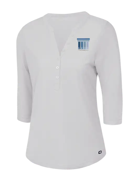 OGIO Bright White Jewel Henley w/KKHB Attorneys Logo
