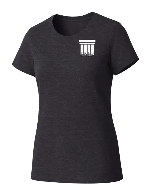 Womens Seriously Soft Heathered Charcoal T-Shirt w/KKHB Attorneys Logo