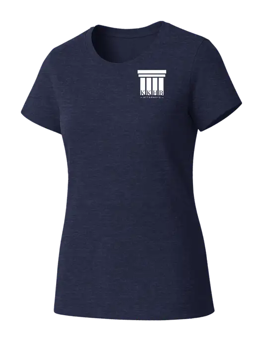 Womens Seriously Soft Heathered Navy T-Shirt w/KKHB Attorneys Logo