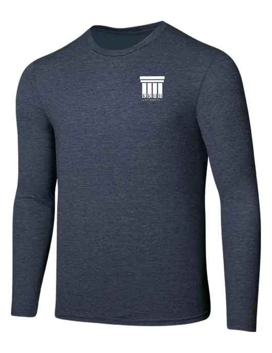 Seriously Soft Heathered Navy Long Sleeve T-Shirt w/KKHB Attorneys Logo