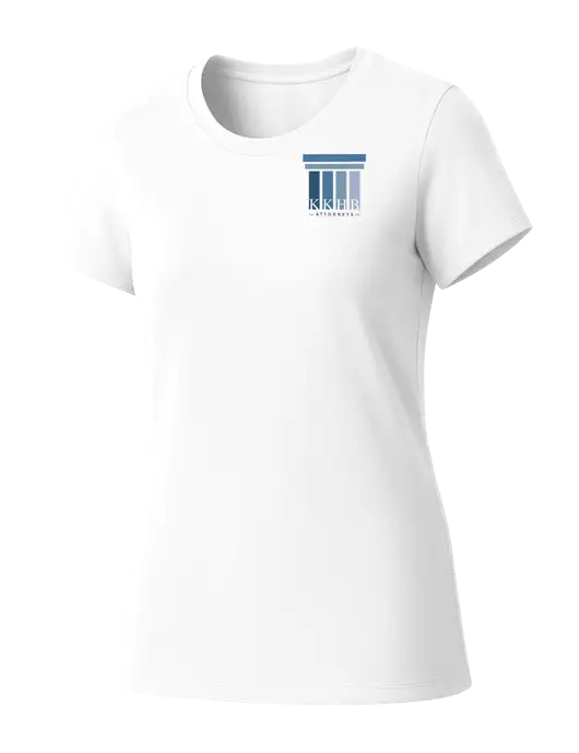 Womens Seriously Soft White T-Shirt w/KKHB Attorneys Logo