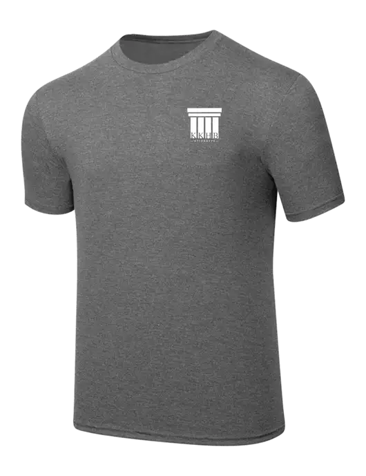 Simply Soft Heathered Medium Grey 4.5oz  Poly/Combed Ring Spun Cotton T-Shirt w/KKHB Attorneys Logo