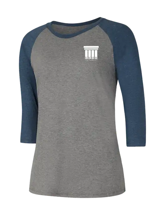 Womens Simply Soft 3/4 Sleeve Navy Frost/Grey Frost Ring Spun Cotton T-Shirt w/KKHB Attorneys Logo