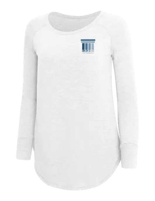 Womens Perfect Wide Collar Tunic Tri-Blend White 4.5 oz T-Shirt w/KKHB Attorneys Logo