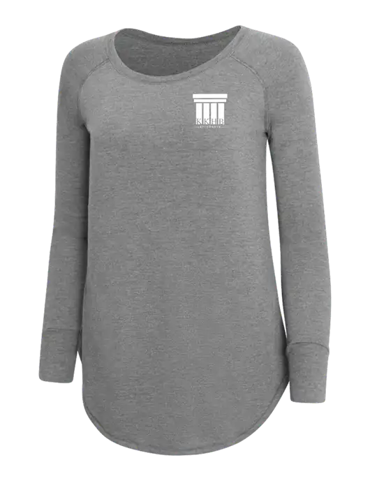 Womens Perfect Wide Collar Tunic Tri-Blend Grey Frost 4.5 oz T-Shirt w/KKHB Attorneys Logo