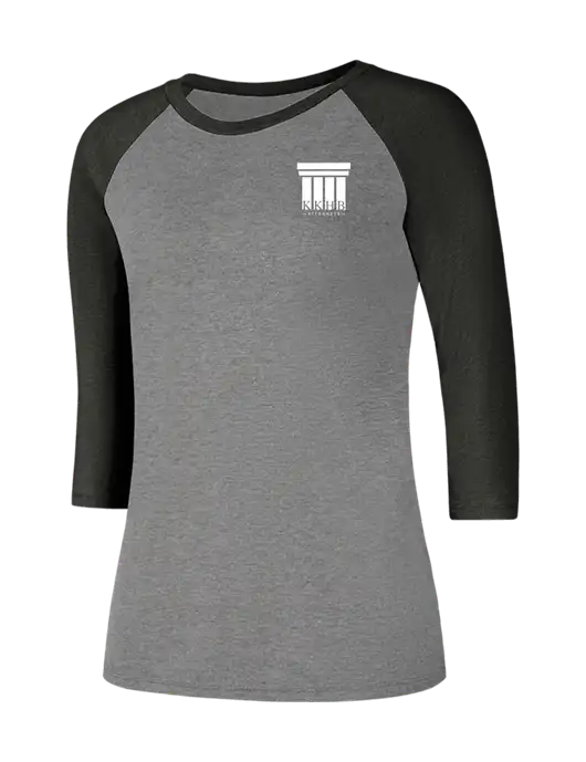 Womens Simply Soft 3/4 Sleeve Black Frost/Grey Frost Ring Spun Cotton T-Shirt w/KKHB Attorneys Logo