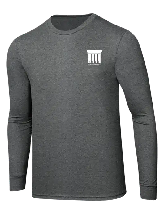 Simply Soft Long Sleeve Medium Grey Frost 4.5 oz, Poly/Combed Ring Spun Cotton T-Shirt w/KKHB Attorneys Logo