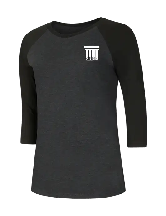 Womens Simply Soft 3/4 Sleeve Black/Black Frost Ring Spun Cotton T-Shirt w/KKHB Attorneys Logo