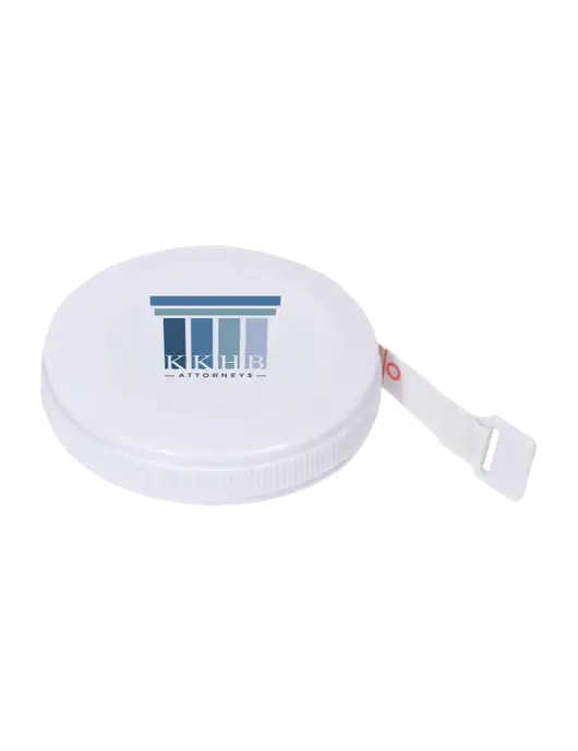 White Round Tape Measure w/KKHB Attorneys Logo