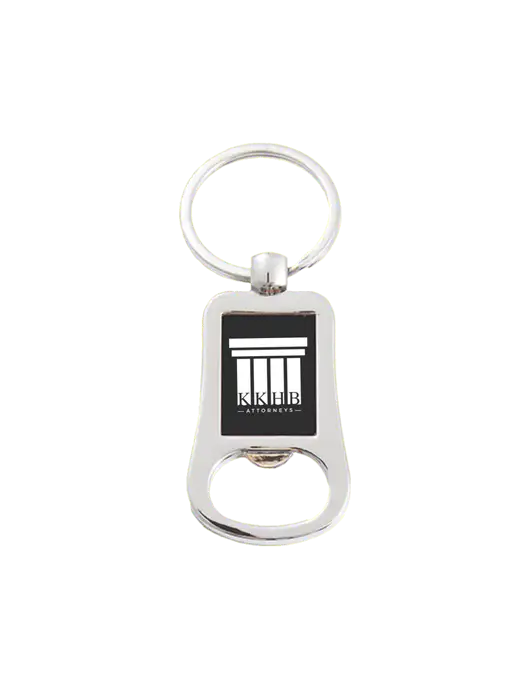 Silver & Black Bottle Opener Keychain w/KKHB Attorneys Logo