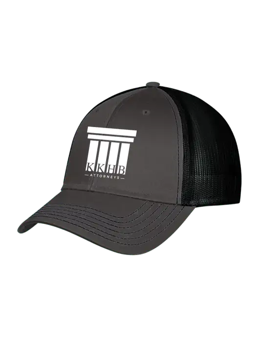 Charcoal & Black Mesh Trucker Cap Snap Back w/KKHB Attorneys Logo