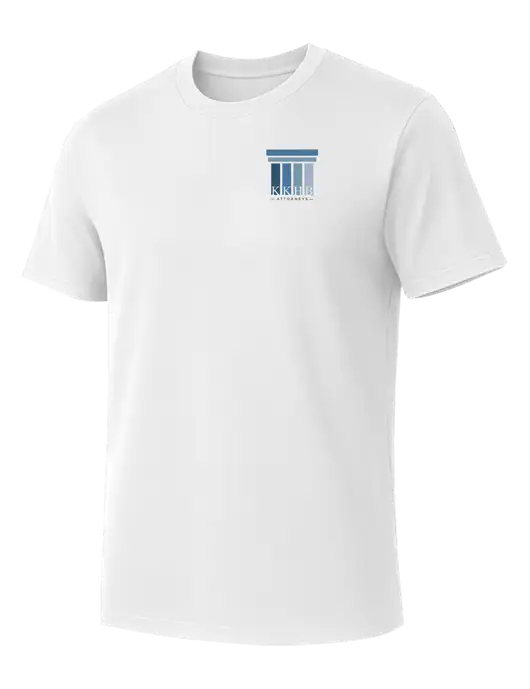 Allmade Bright White Organic Cotton Tee w/KKHB Attorneys Logo