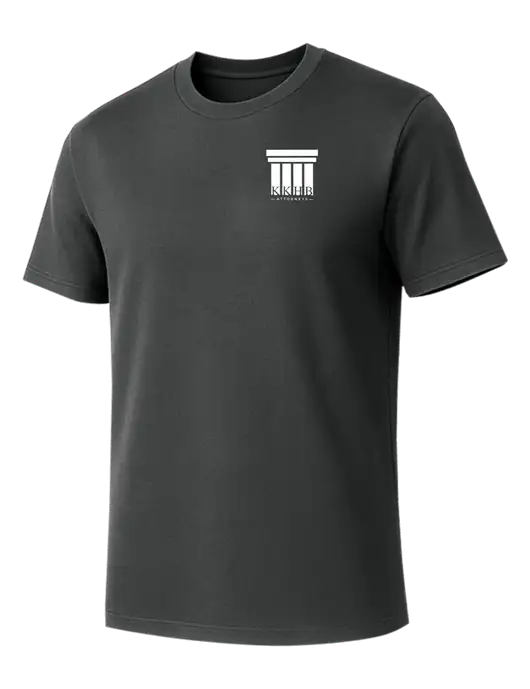 Allmade Charcoal Grey Organic Cotton Tee w/KKHB Attorneys Logo