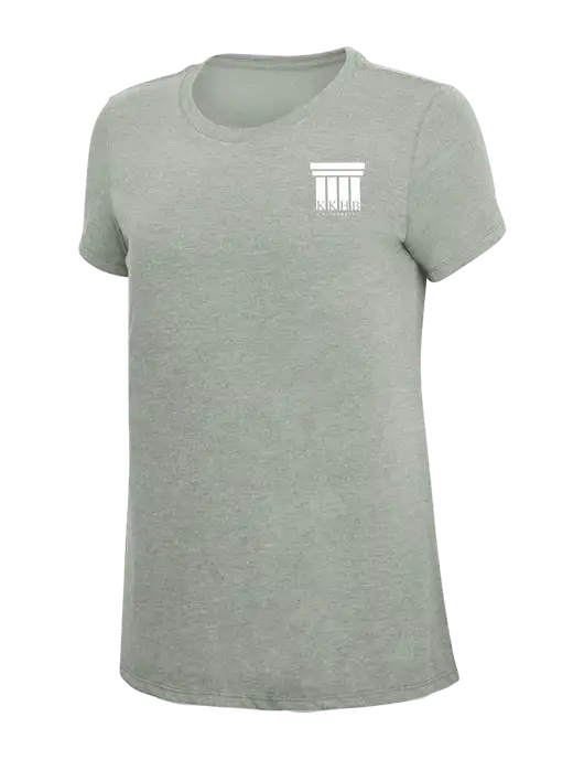 Womens Simply Soft Heathered Light Grey 4.5oz Poly/Combed Ring Spun Cotton T-Shirt w/KKHB Attorneys Logo