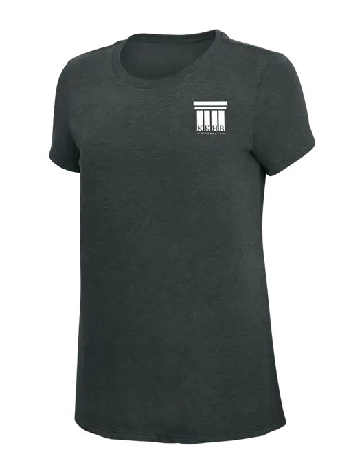 Womens Simply Soft Black Frost 4.5oz Poly/Combed Ring Spun Cotton T-Shirt w/KKHB Attorneys Logo
