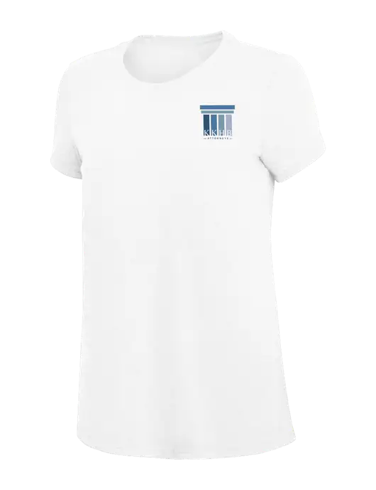 Womens Simply Soft White 4.5oz Poly/Combed Ring Spun Cotton T-Shirt
 w/KKHB Attorneys Logo