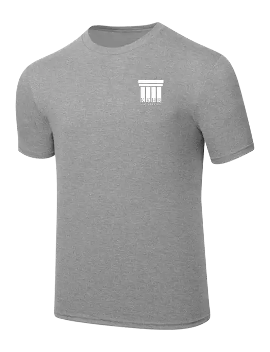 Simply Soft Heathered Light Grey 4.5oz  Poly/Combed Ring Spun Cotton T-Shirt w/KKHB Attorneys Logo