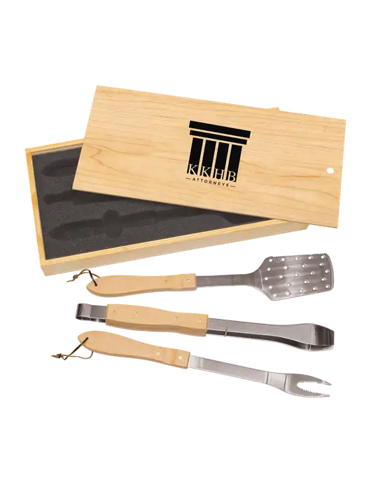 Wood BBQ Gift Set w/KKHB Attorneys Logo